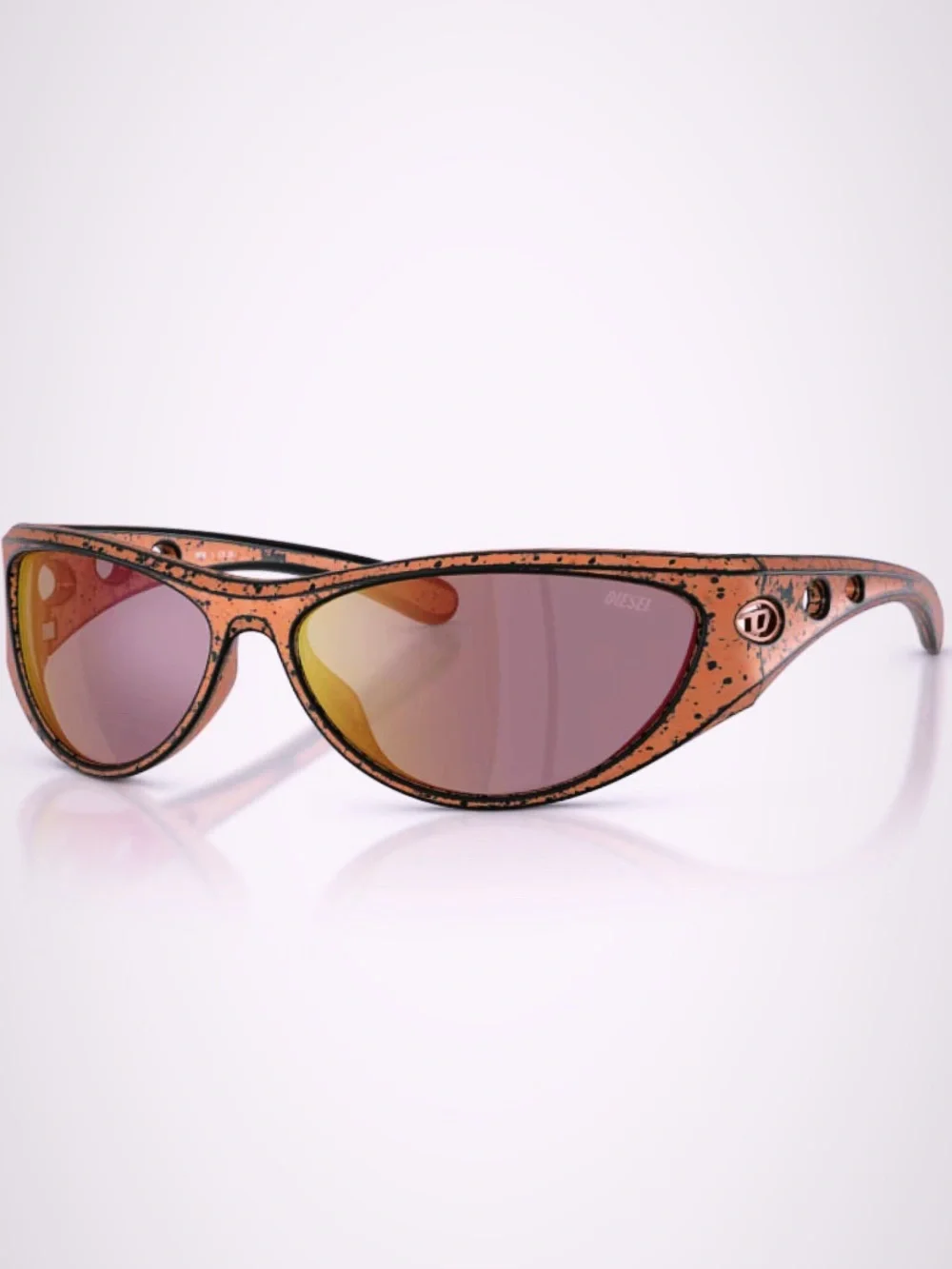 Diesel DL 3012U Rust-Speckled Sunglasses- Mirrored Lenses- w OG Box/Case/Tags